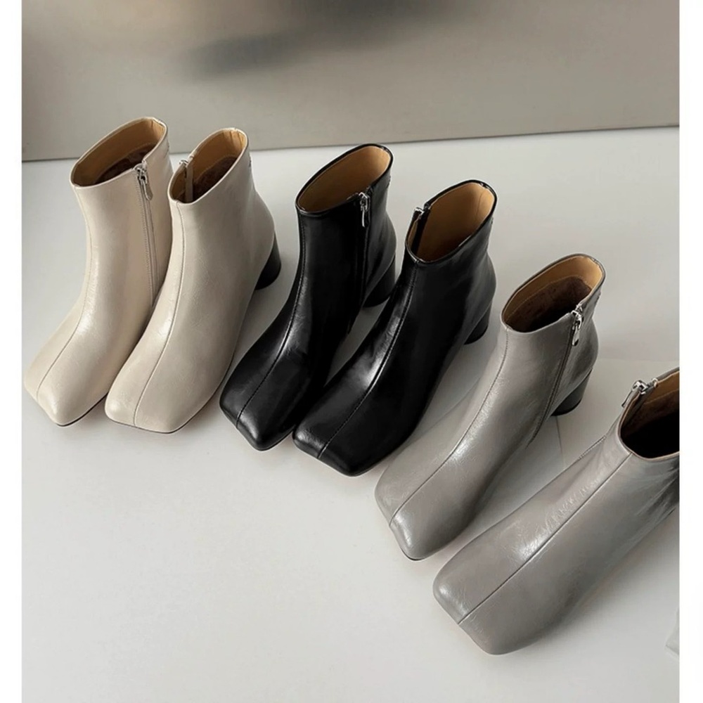 🥭 Mango Toe Design Elegant Black Women's Leather Boots